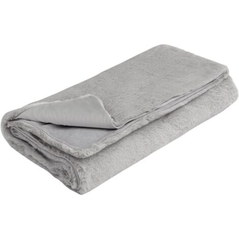 Jeté de canapé en fausse fourrure gris 130x170cm (1/5)