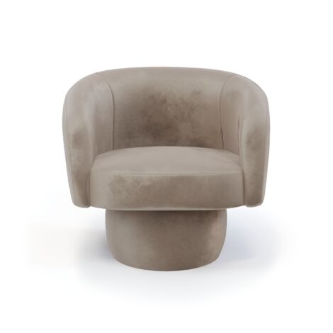 Fauteuil pivotant en velours taupe (1/5)