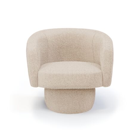 Fauteuil pivotant en tissu bouclette crème (1/5)