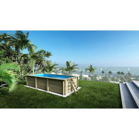 Piscina in legno Aqua 6.1x2.85 - H.1.31 m con profilo da cementare - BAS7307OSPI