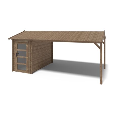 Casetta da giardino in legno – 1.50x3.00 m con estensione 1.50x2.76 m - 4.50 m² - DOM673+DOS194