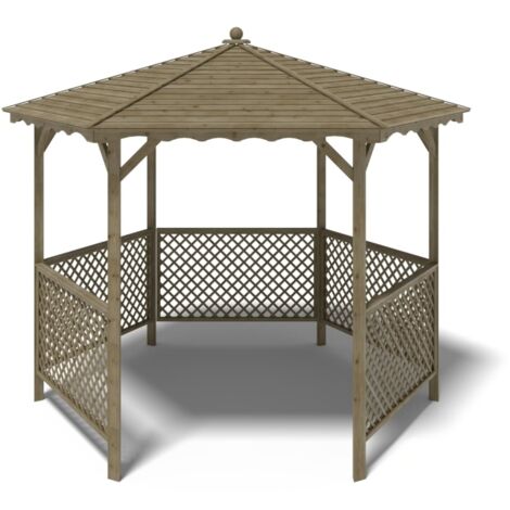 Gazebo da giardino tettoia parasole 3.38x2.79 m – Impregnato - ALT140 (1/5)