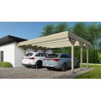 Tettoia posto auto coperto in legno 6.06x5.03 m - 30.00 m2 - copertura PVC - CAR5PVCTR