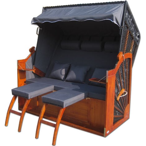 XXL Strandkorb 2,5 Sitzer anthrazit uni Polyrattan