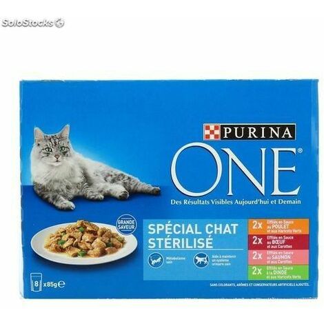 Purina One Special Chat Sterilise Effiles En Sauce Boeuf Poulet Saumon Dinde 8x85g
