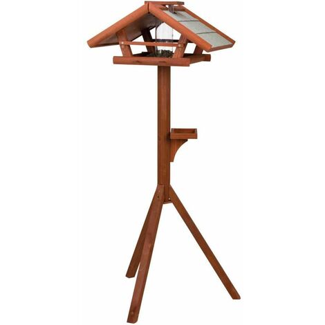 Natura mangeoire oiseaux avec pied & silo, en pin 55 × 27 × 53 cm