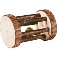 Rouleau de jeu avec clochette, en bois d'écorce, ø 5 × 7 cm