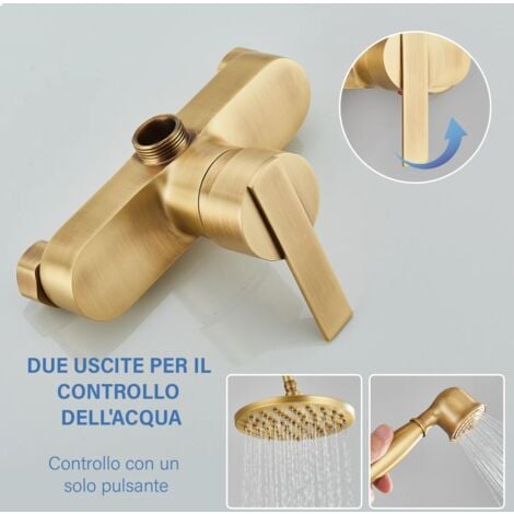Onyzpily Colonna Doccia Sistema Doccia Antiscottatura Set Doccia con Soffione a 20cm Pioggia e 17cm Doccetta Altezza Regolabile 80-117cm