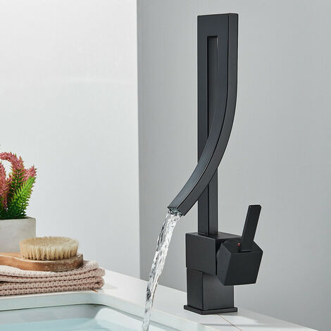 Miscelatore lavabo nero opaco in ottone serie Paco