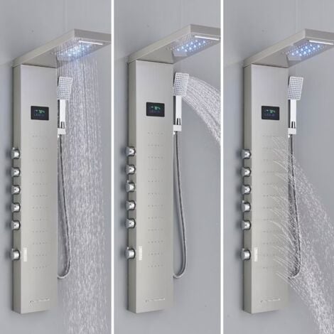 LED Colonna Doccia con 5 Funzioni MiScelatore Pannello Doccia Set,colonna doccia con soffione e doccetta,Soffione Fisso,Bocca Vasca,304 Acciaio Inox