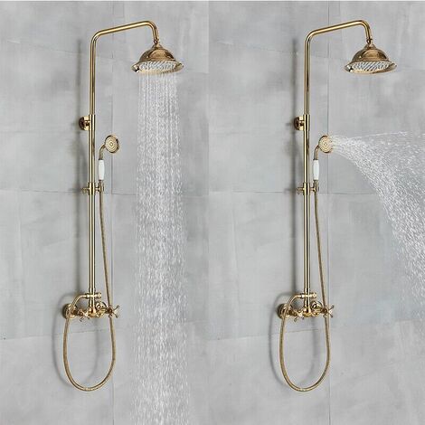 Sistema Doccia Completo di Soffione,Onyzpily Colonna Doccia Regolabile Altezza,in Antico Vintage Acciaio Inox