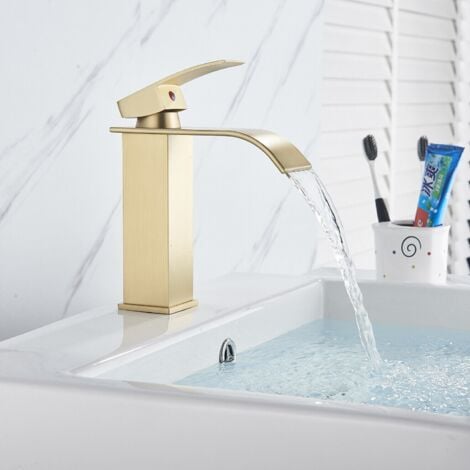 Rubinetto Vasca Cascata A Parete - Miscelatore Oro Spazzolato Per Bagno Moderno Con Effetto Cascata Naturale - Foto 11