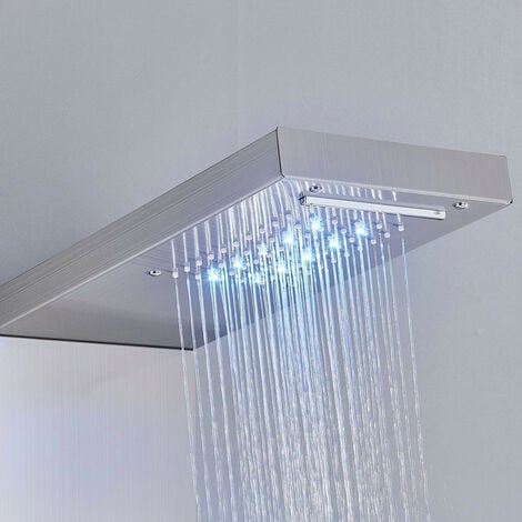 LED Pannello Doccia con Miscelatore in Acciaio Inox 304 Colonna Doccia Idromassaggio Miscelatore con 5 Funzioni, per Bagno, facile da installare