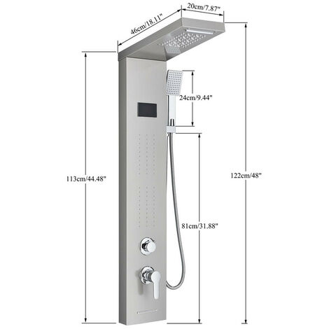 LED Pannello Doccia con Miscelatore in Acciaio Inox 304 Colonna Doccia Idromassaggio Miscelatore con 5 Funzioni, per Bagno, facile da installare