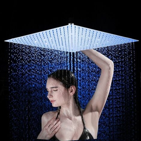 Onyzpily Soffione a LED moderno di lusso 40 x 40 cm Soffione a incasso Soffione a soffitto Soffione quadrato 3 colori a LED