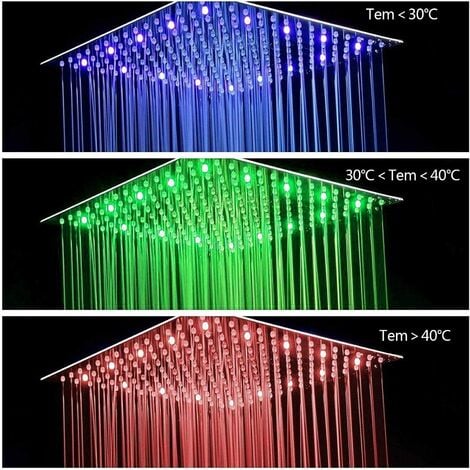 Onyzpily Soffione a LED moderno di lusso 40 x 40 cm Soffione a incasso Soffione a soffitto Soffione quadrato 3 colori a LED