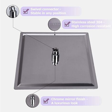 Onyzpily Soffione a LED moderno di lusso 40 x 40 cm Soffione a incasso Soffione a soffitto Soffione quadrato 3 colori a LED