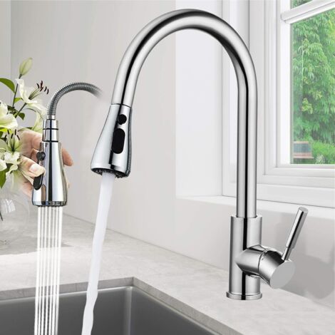 Rubinetto Da Cucina Rubinetto Cucina Con Doccetta Estraibile - Acciaio Inox, Doppia Uscita, Rotazione 360°, Monocomando Rubinetto Acciaio Inox 304 - Foto 8