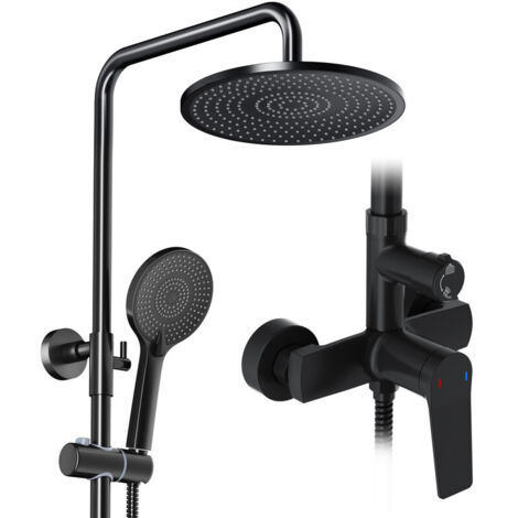 Duschsystem mit Armatur, mit Ablage, 25 X 25 cm Rund Regendusche 3 Strahlart(en), Regendusche mit Armatur aus Messing, 25cm Regendusche