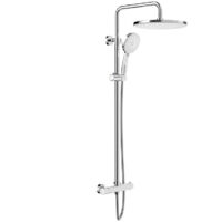 Duschsystem mit Thermostat
3 Strahlart(en), komplett-set, 92-126 cm Duschstangen Edelstahl Duschamaturenset Wassersparend