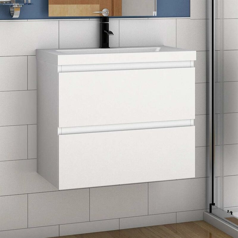 Badmöbel 60 Waschbeckenunterschrank Weiß Waschtischunterschrank Türen Badteppich 