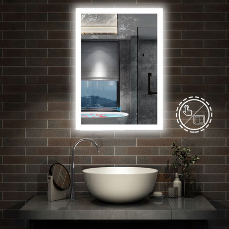 50 x 70 cm LED+Beschlagfrei+3 Lichtfarben Dimmbar+Helligkeit Memory Funktion