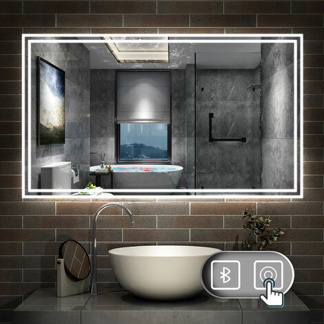 100 x 60 cm LED+Beschlagfrei+Bluetooth+3 Lichtfarben Dimmbar+Helligkeit Memory Funktion