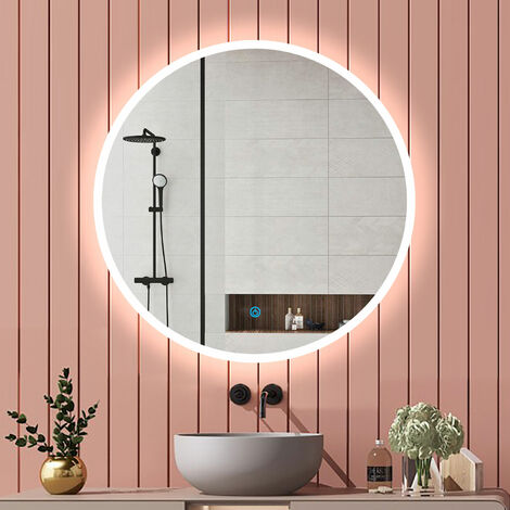 50cm LED Spiegel+Beschlagfrei+3 Lichtfarben Dimmbar+Farbtemperatur und Helligkeit Memory Funktion