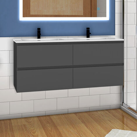 Waschtisch mit/ohne Waschbecken Waschbeckenunterschrank Badmöbel 120cm Anthrazit mit Waschbecken