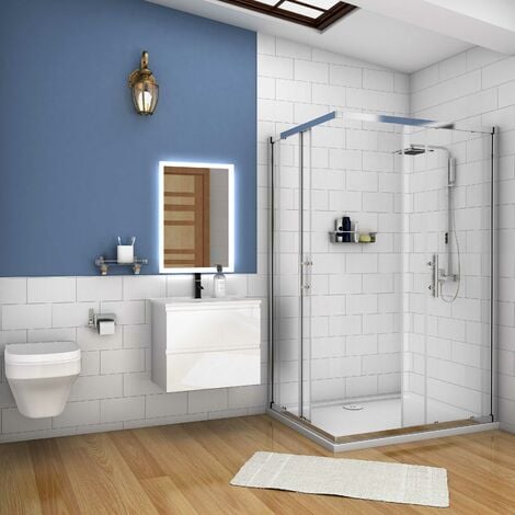 Badmöbel Waschtisch mit Unterschrank Waschbecken Badezimmer 60cm Hochglanz Weiß mit Waschbecken