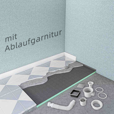 1600x800x40mm XPS Mit Ablaufgarnitur & Ablaufschlauch Befliesbare Duschboard Duschtasse bodeneben Duschelement (1/4)