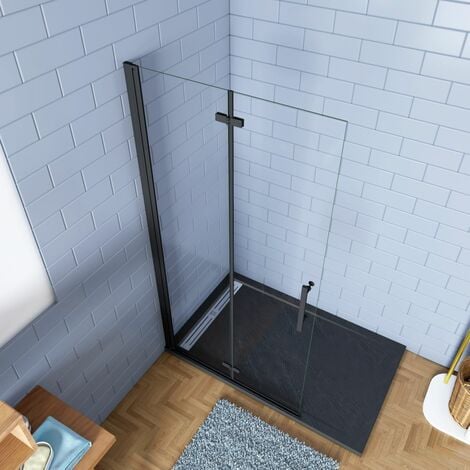 Walk in Duschwand 6mm NANO ESG Schwarz 120x195cm Dusche Duschwände Duschabtrennung Falttür Duschkabine