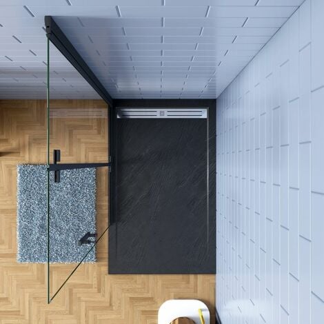 Walk in Duschwand 6mm NANO ESG Schwarz 120x195cm Dusche Duschwände Duschabtrennung Falttür Duschkabine