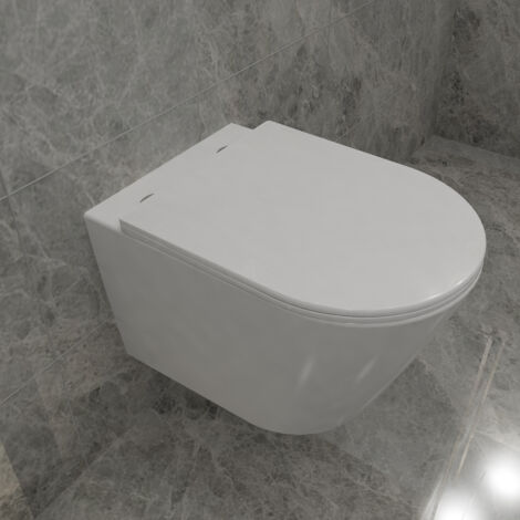 AICA Badezimmer Hänge WC Spülrandlos Design Toilette WC Mit Soft-Close Sitz