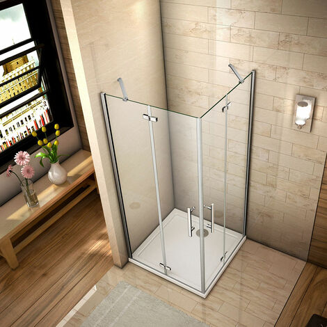 90x90x195cm Duschkabine Scharniertür Eckeinstieg Duschabtrennung 6mm NANO Glas (1/5)