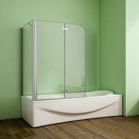 AICA 140cm Faltwand 90x140cm 2--teilig Badewannenaufsatz Duschwände mit 80cm Seitewand 6mm NANO ESG für Badewanne Duschabtrennung Bad