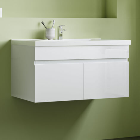 Waschtisch mit Unterschrank Waschbecken Unterschrank Badmöbel Set 80cm Weiß, ohne Seitenschränke
