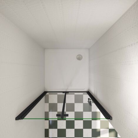 120 x 195cm Schwarz Nischentür Falttür Pendeltür Duschabtrennung Drehtür 6mm ESG Nanoglas Duschkabinen