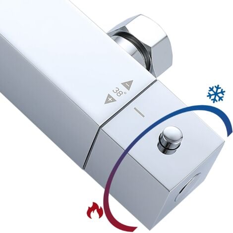 AICA Duschsystem mit Thermostat, Chrom Duschset Regendusche inkl. Kopfbrause, Handbrause und Verstellbarer Duschstange Duscharmatur Anti-Verbrühungs-Duschsystem