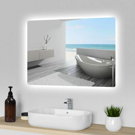 LED Badspiegel Badezimmerspiegel Wandspiegel 3 farben Dimmbar Memory Funktion 80x60cm