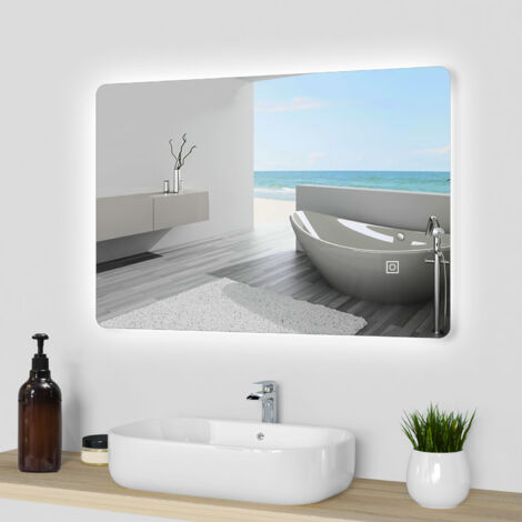 LED Badspiegel Badezimmerspiegel Wandspiegel 3 farben Dimmbar Memory Funktion 60x40cm