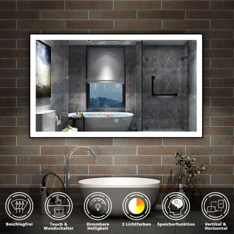 LED Wandspiegel Touch Badspiegel Badezimmerspiegel Beleuchtung Beschlagfrei Kalt/Warmwei dimmbar 120 x 70cm