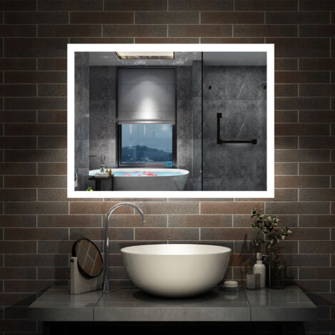 LED+Beschlagfrei+3 Lichtfarben Dimmbar+Helligkeit Memory Funktion 80 x 60 cm