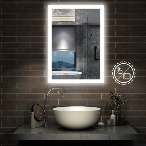 LED+Beschlagfrei+3 Lichtfarben Dimmbar+Helligkeit Memory Funktion 50 x 70 cm
