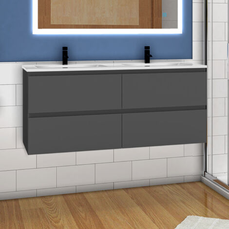 Waschtisch mit/ohne Waschbecken Waschbeckenunterschrank Badmbel 120cm Anthrazit mit Waschbecken