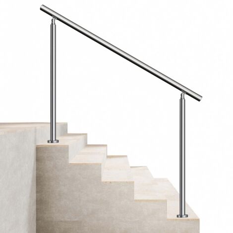 AICA Edelstahl Handlauf Geländer für Treppen Eingangs Innen & Außen Silber 150cm mit 0 Querstreben