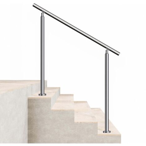 AICA Edelstahl Handlauf Geländer für Treppen Eingangs Innen & Außen Silber 120cm mit 0 Querstreben