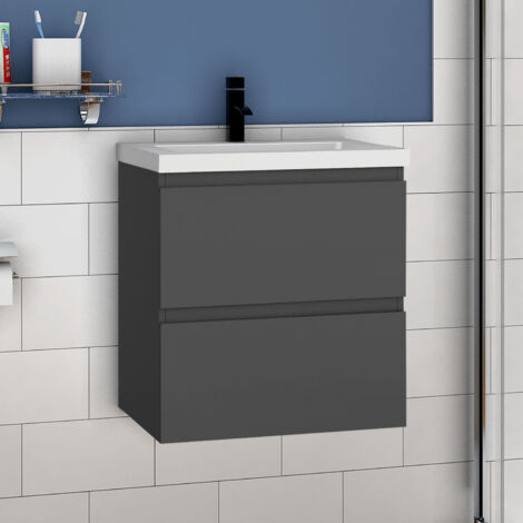 Waschtisch mit Unterschrank Waschbecken Unterschrank Badmbel Set UV-gelt 50x38.5x52cm Anthrazit