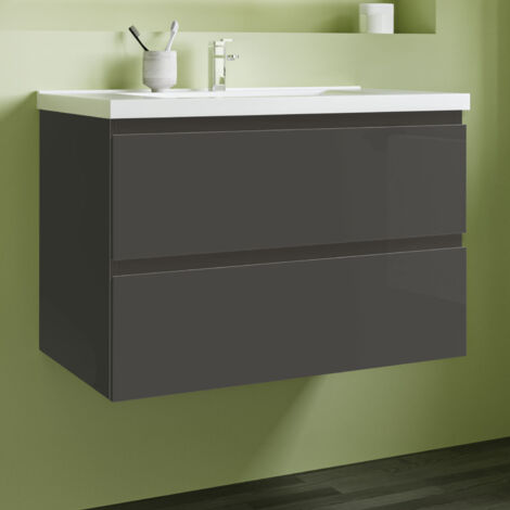 Waschtisch mit Unterschrank Waschbecken Unterschrank Badmbel Set UV-gelt 79x44.5x52cm Anthrazit