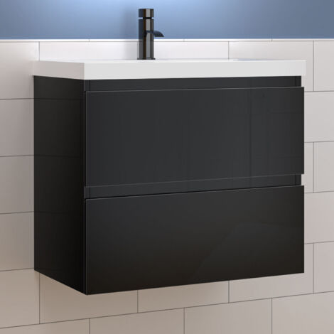 Waschtisch mit Unterschrank Waschbecken Unterschrank Badmbel Set UV-gelt 60x38.5x52cm Schwarz